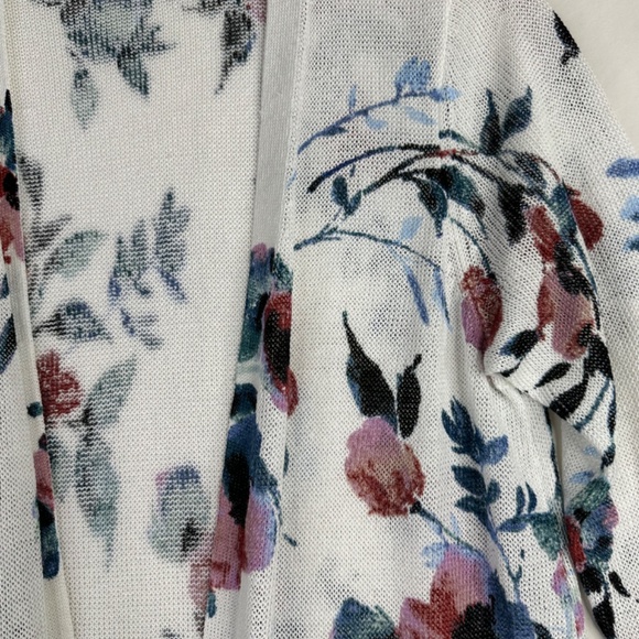 J. Jill Linen Blend White Floral Print Open Front Duster Cardigan‎ Size Small - Picture 6 of 10